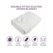 Carmen Double Fitted Electric Blanket With Overheat Protection 40cm Skirt - White