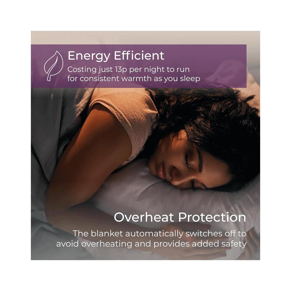 Carmen Double Fitted Electric Blanket With Overheat Protection 40cm Skirt - White