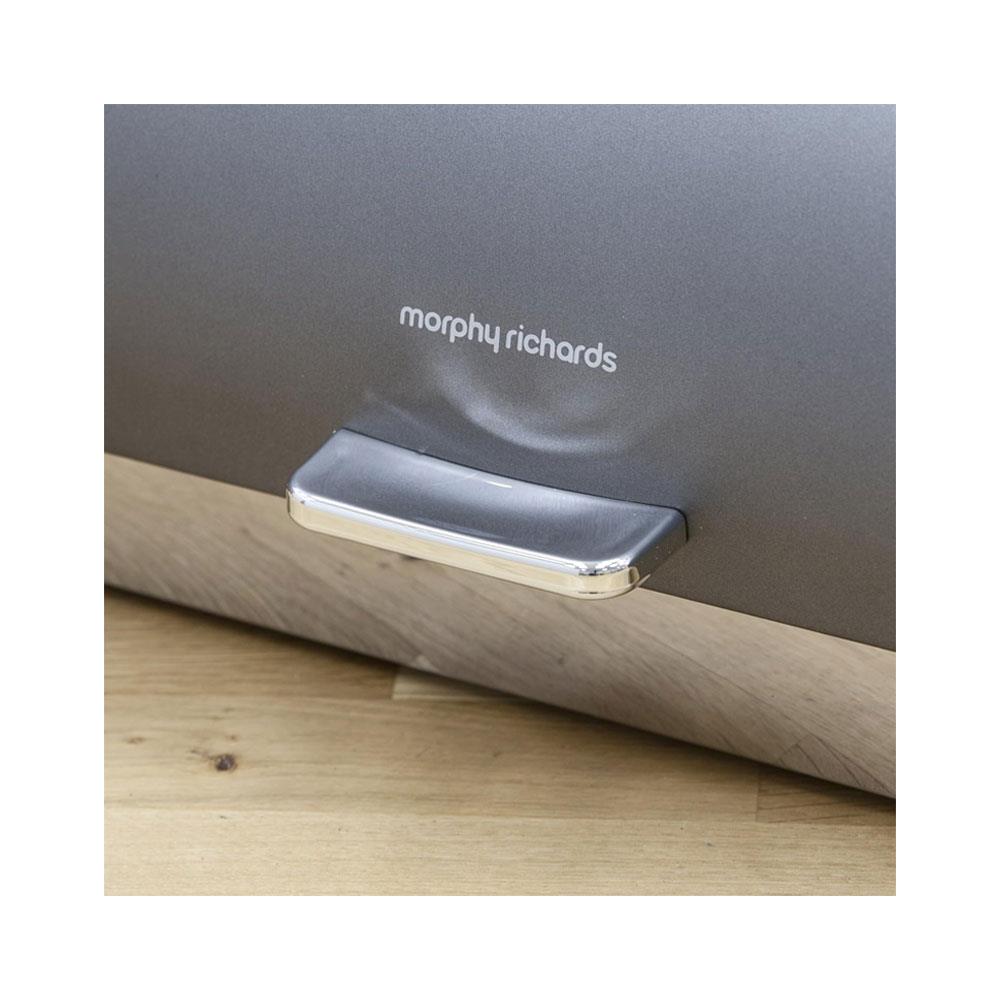 Morphy Richards Accents 6 Piece Storage Set Bread Bin 3 Canisters Towel Pole & Mug Tree Stainless Steel - Titanium