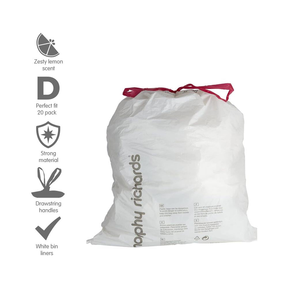 Morphy Richards Extra Strong Bin Liners Lemon Scented 50 Litres 20 Pack - White