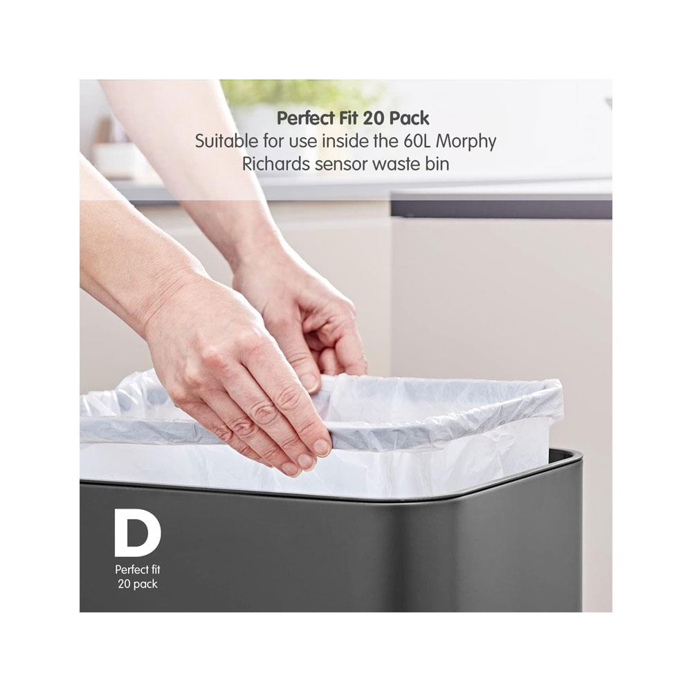 Morphy Richards Extra Strong Bin Liners Lemon Scented 50 Litres 20 Pack - White