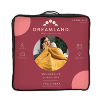 Dreamland Snuggle Up Electric Heated Warming Throw Luxury Velvet Plush Intelliheat Large 160cm x 120cm - Mustard