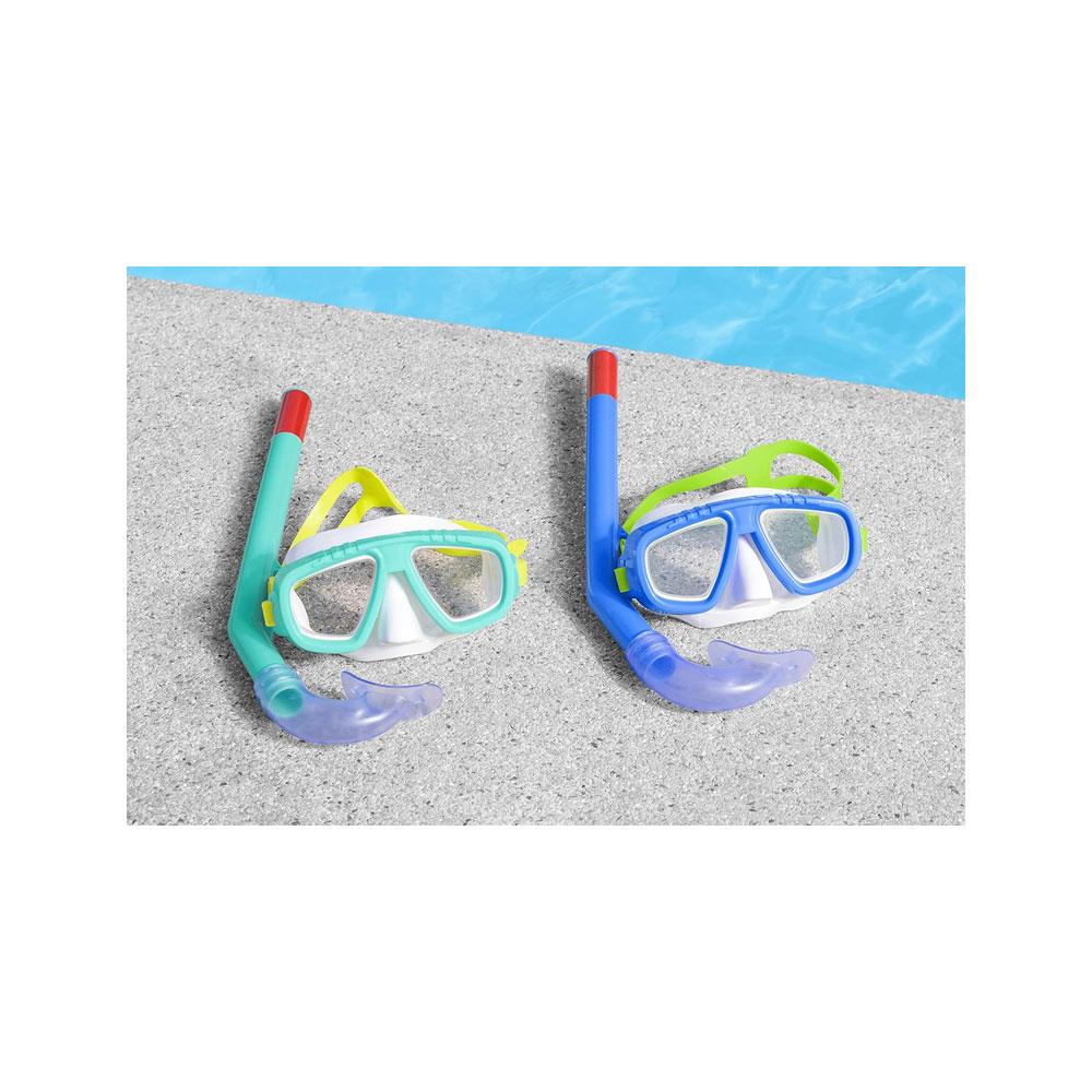 Aqua Champ Essential Kids Snorkel Mask Swimming Goggles With Nose Cover - Assorted Colours