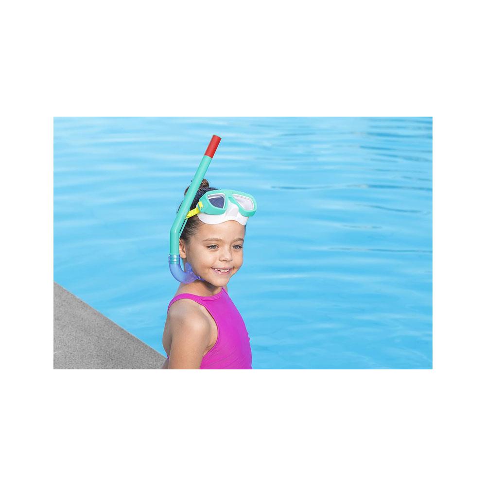 Aqua Champ Essential Kids Snorkel Mask Swimming Goggles With Nose Cover - Assorted Colours