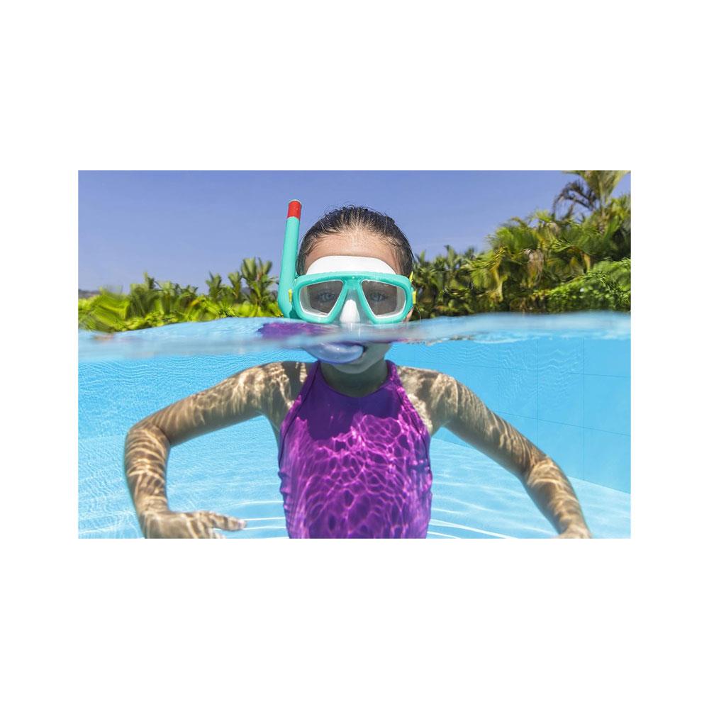 Aqua Champ Essential Kids Snorkel Mask Swimming Goggles With Nose Cover - Assorted Colours