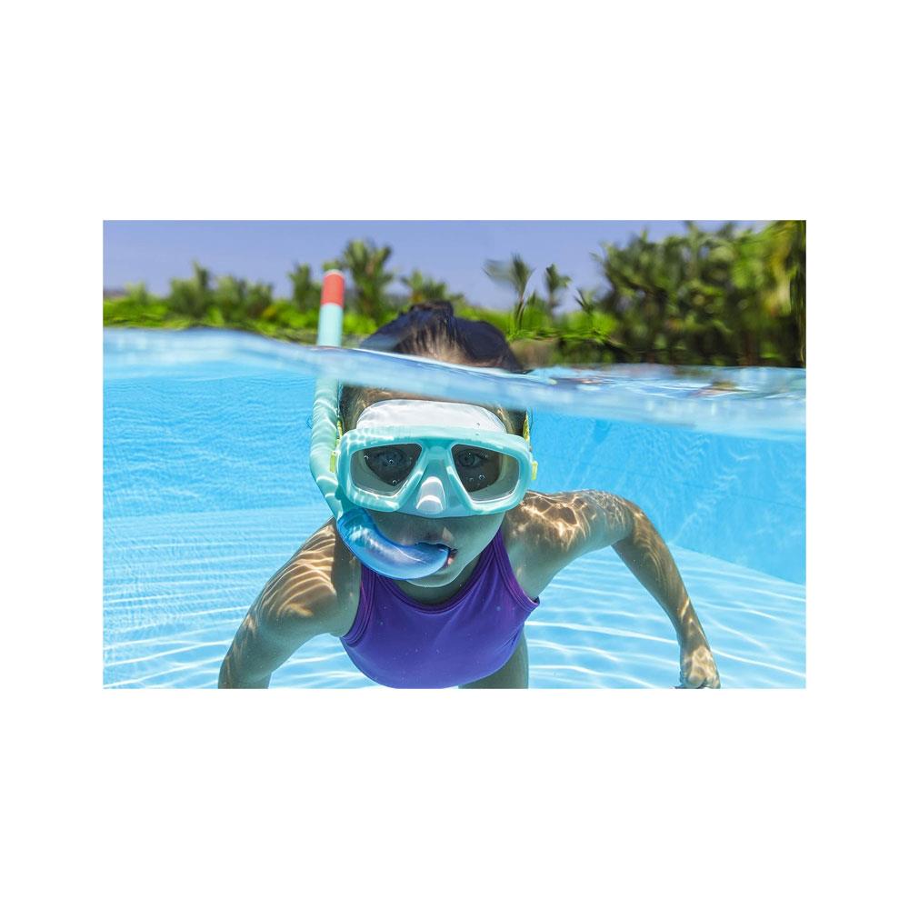 Aqua Champ Essential Kids Snorkel Mask Swimming Goggles With Nose Cover - Assorted Colours