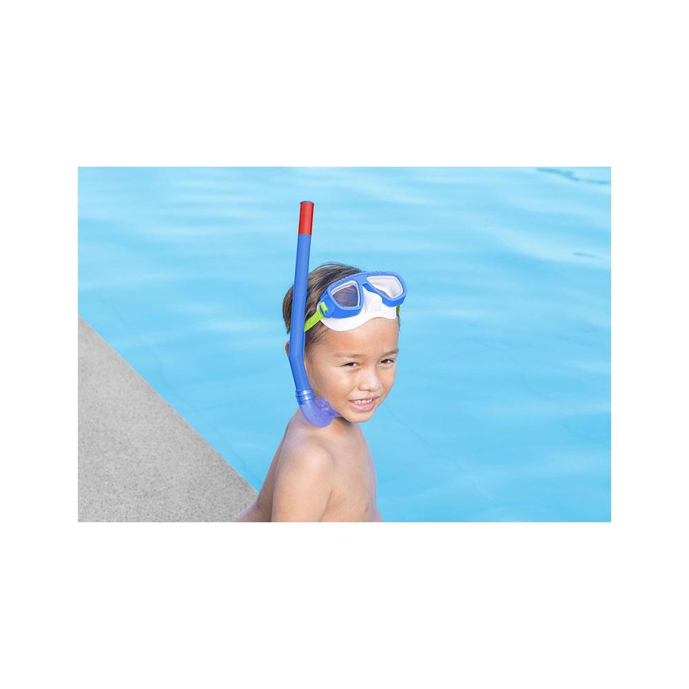 Aqua Champ Essential Kids Snorkel Mask Swimming Goggles With Nose Cover - Assorted Colours