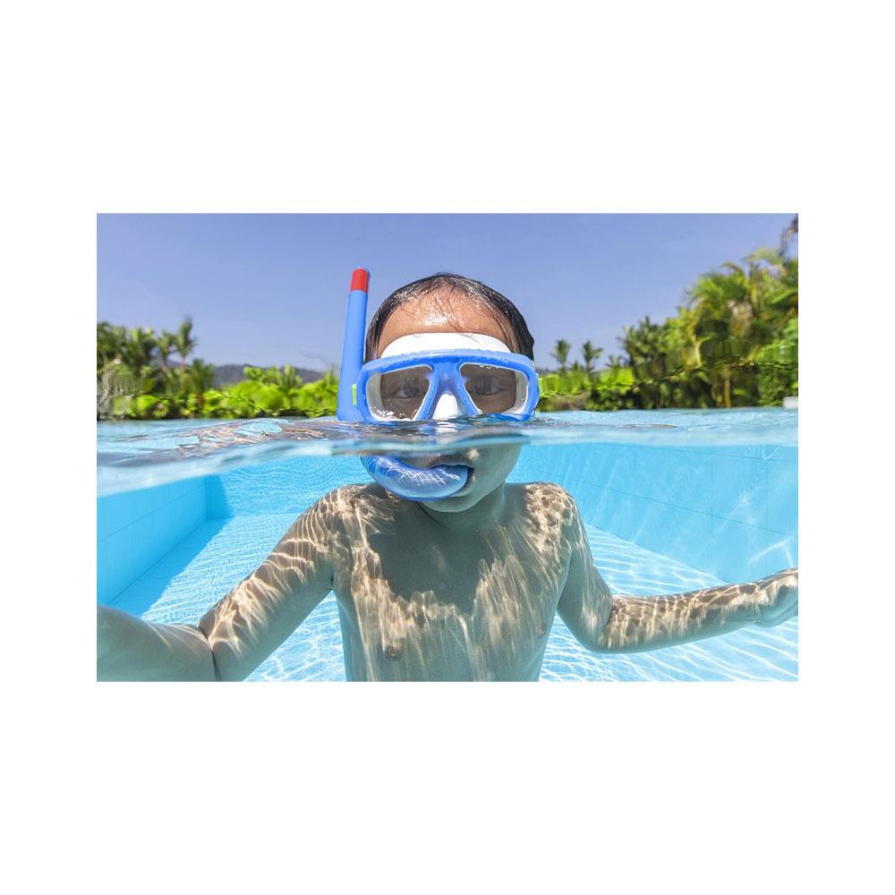Aqua Champ Essential Kids Snorkel Mask Swimming Goggles With Nose Cover - Assorted Colours