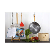 School of Wok 13 Inch Pre Seasoned Round Carbon Steel Bottom Wok With Bamboo Handle - Black