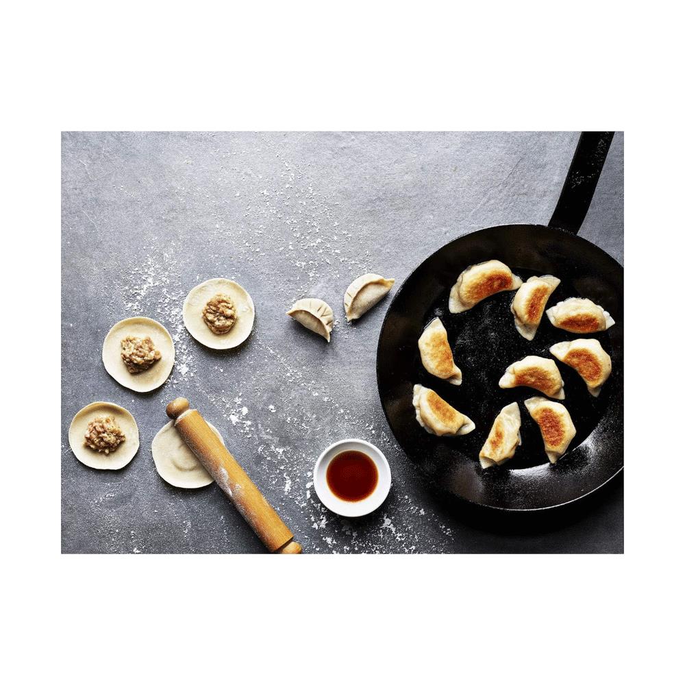 School of Wok 13 Inch Pre Seasoned Round Carbon Steel Bottom Wok With Bamboo Handle - Black