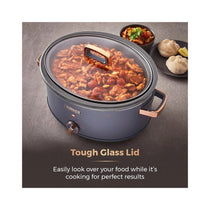 Tower Cavaletto Slow Cooker 6.5 Litre With 3 Heat Settings 300W - Grey And Rose Gold