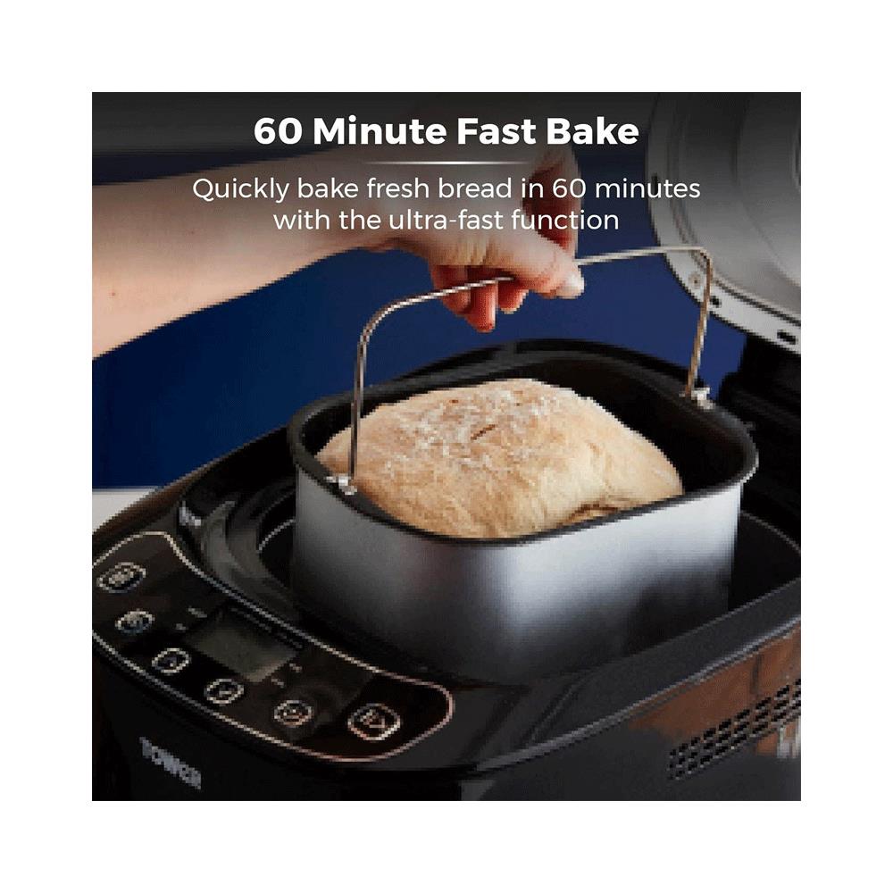 Tower Digital Bread Maker With 12 Automatic Programs 13 Hours Timer Adjustable Crust Control Gluten Free 550W 2lb - Black