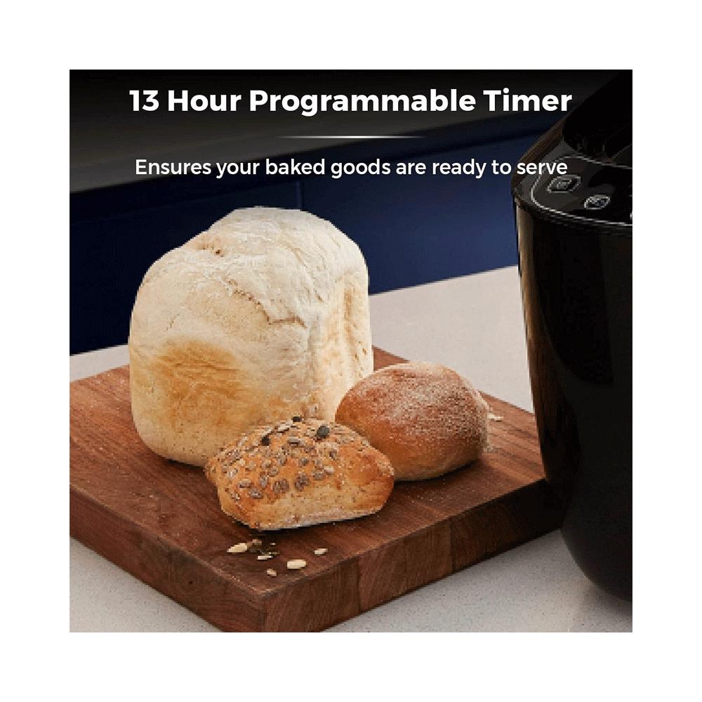 Tower Digital Bread Maker With 12 Automatic Programs 13 Hours Timer Adjustable Crust Control Gluten Free 550W 2lb - Black