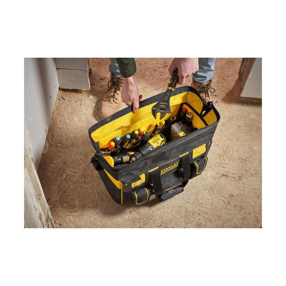 Stanley Fatmax Sortmaster Open Mouth Rigid Tool Bag With Carry Handle & Shoulder Strap 20 Inch - Black/Yellow