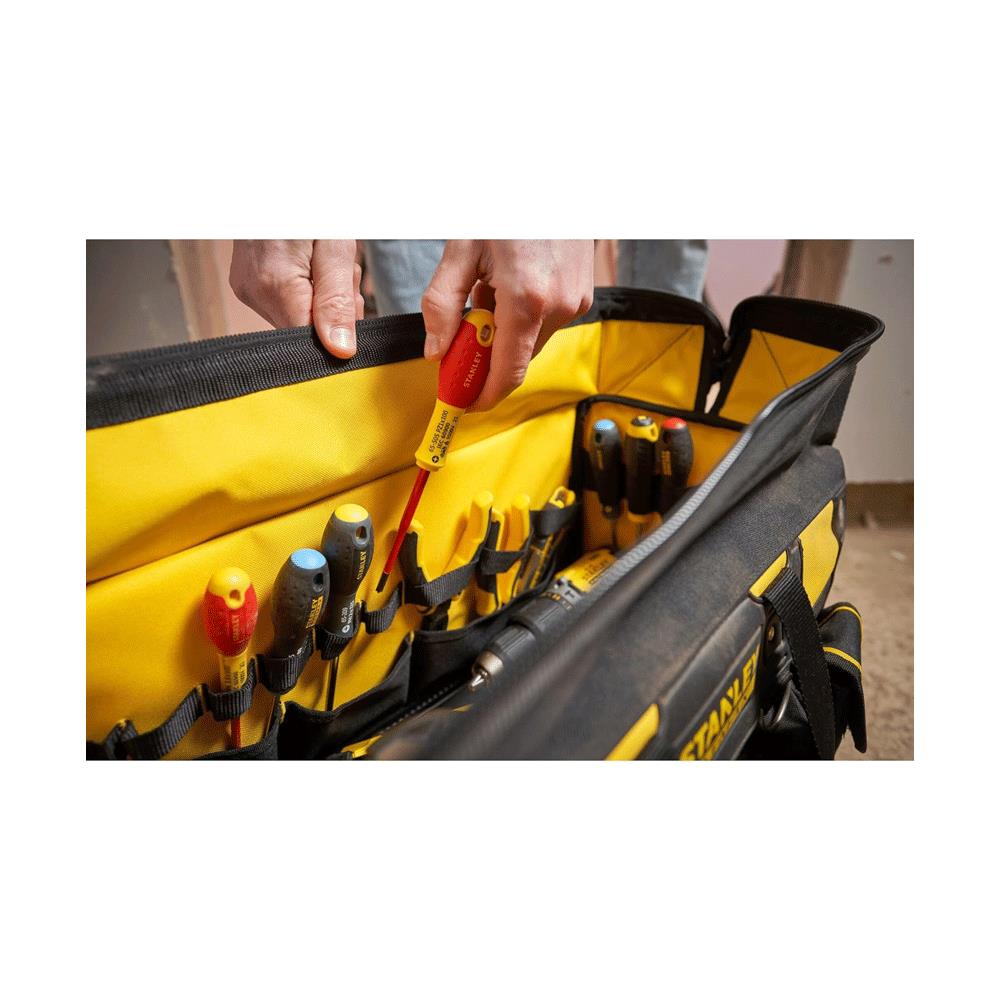Stanley Fatmax Sortmaster Open Mouth Rigid Tool Bag With Carry Handle & Shoulder Strap 20 Inch - Black/Yellow