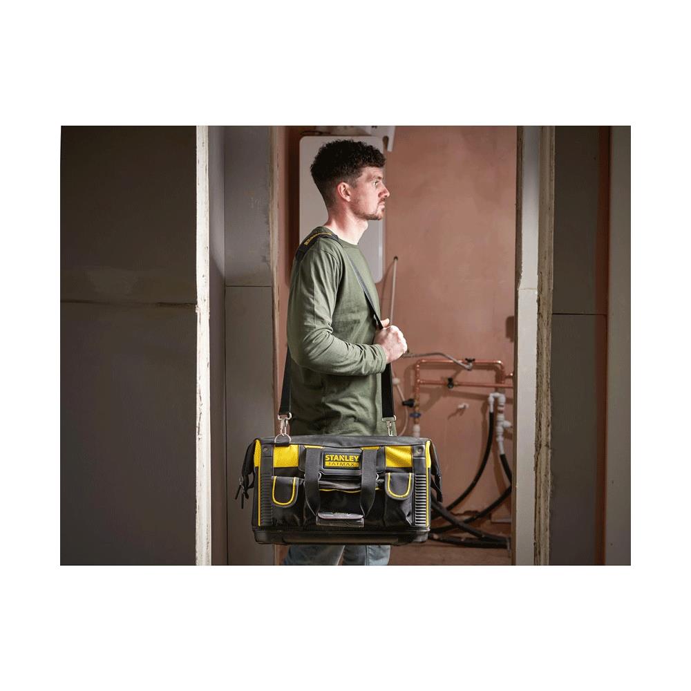 Stanley Fatmax Sortmaster Open Mouth Rigid Tool Bag With Carry Handle & Shoulder Strap 20 Inch - Black/Yellow