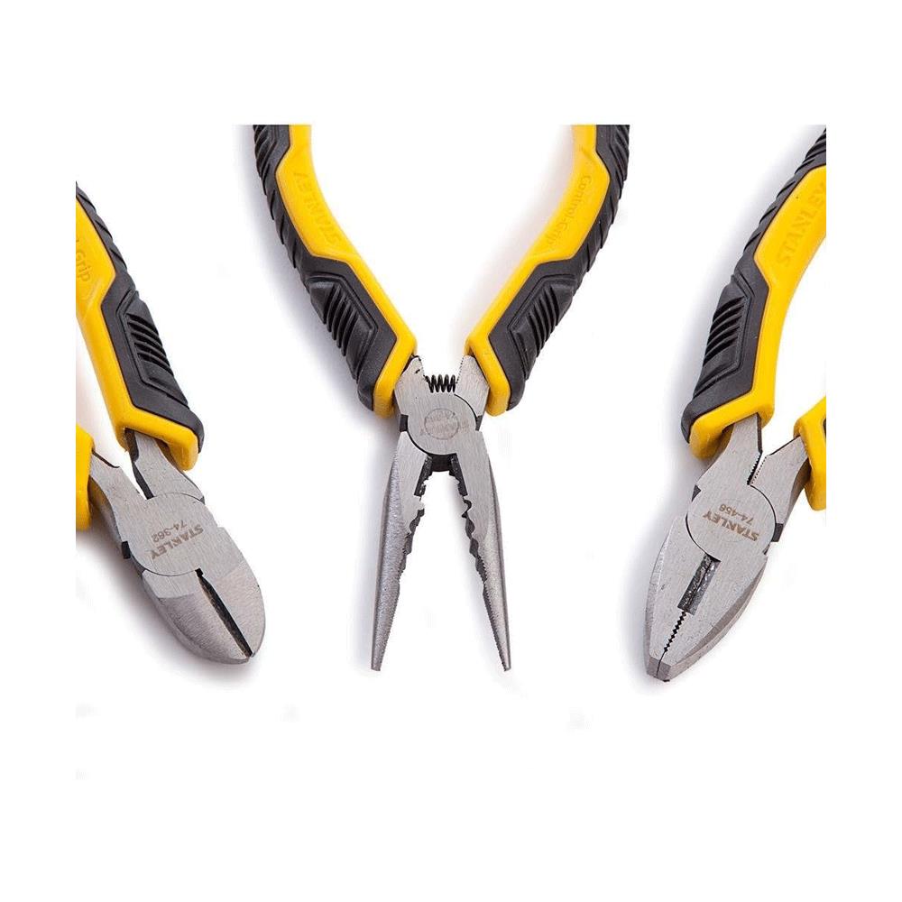 Stanley Control Grip Plier Set Grip/Combination/Long Nose 3 Piece - Black/Yellow Secondary image