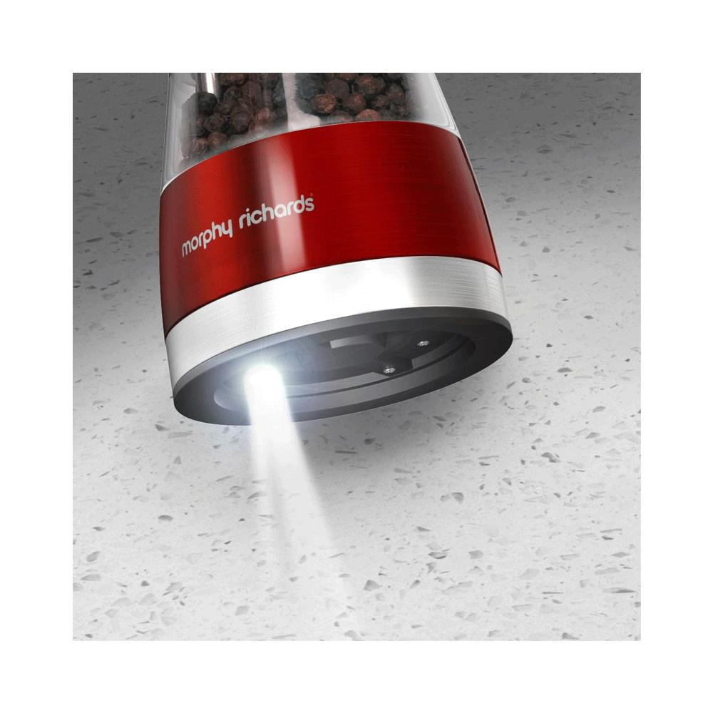 Morphy Richards Accents Electronic Salt And Pepper Mill Stainless Steel - Red