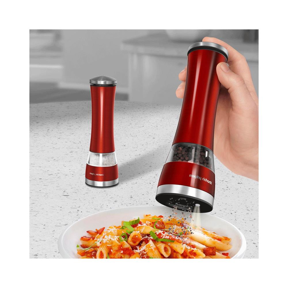Morphy Richards Accents Electronic Salt And Pepper Mill Stainless Steel - Red