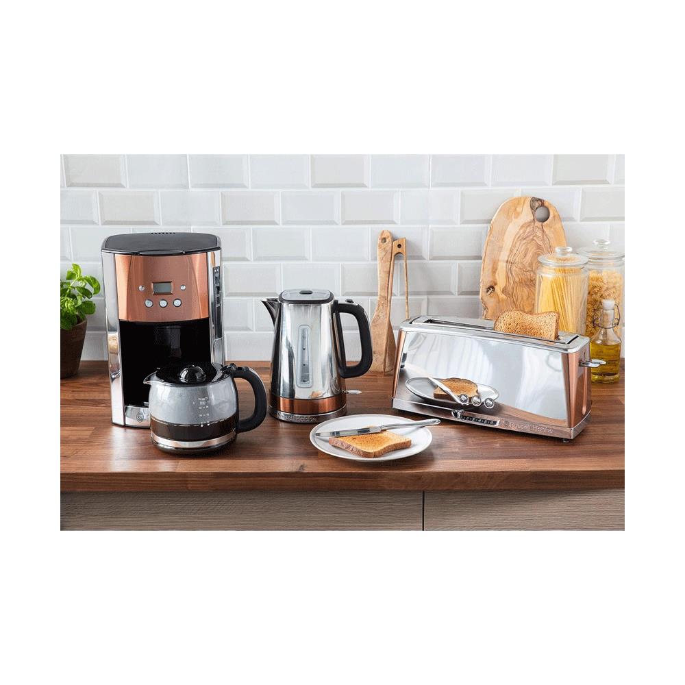 Russell Hobbs Luna Long Slot 2 Slice Toaster Stainless Steel 1420W - Copper