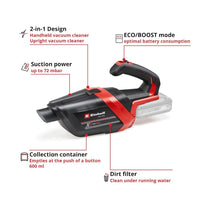 Einhell TE-HV 18/06 Li - Solo Cordless Handheld Vacuum Cleaner - Red/Black