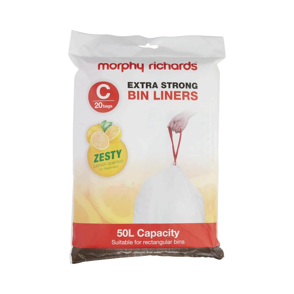 Morphy Richards Extra Strong Bin Liners Lemon Scented 50 Litre C 20 Bags - White Main image