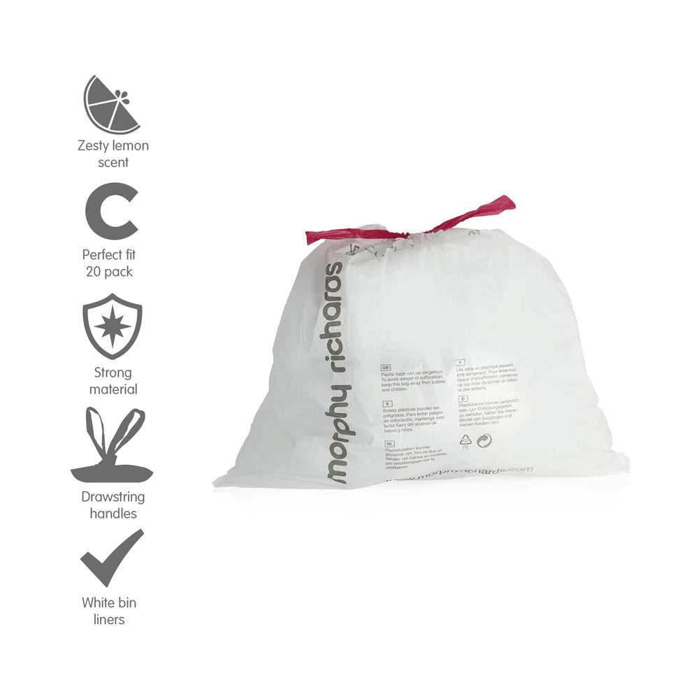 Morphy Richards Extra Strong Bin Liners Lemon Scented 50 Litre C 20 Bags - White Secondary image