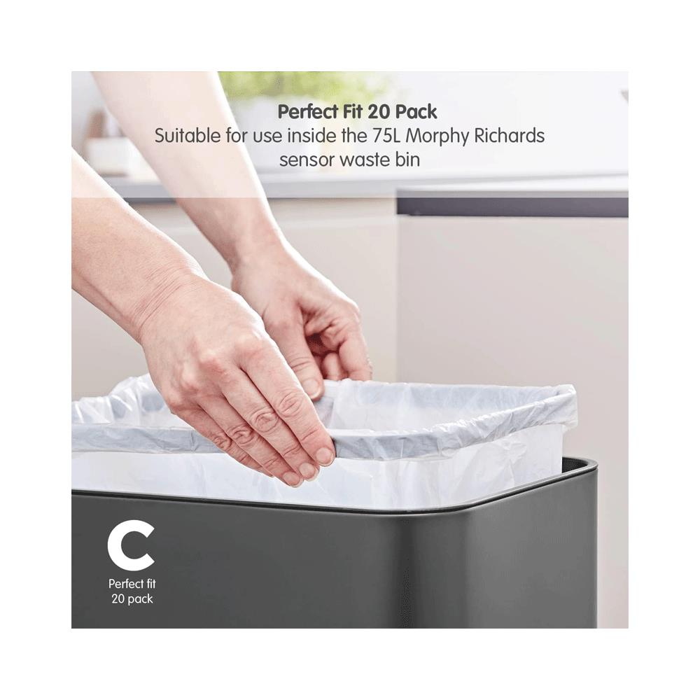 Morphy Richards Extra Strong Bin Liners Lemon Scented 50 Litre C 20 Bags - White