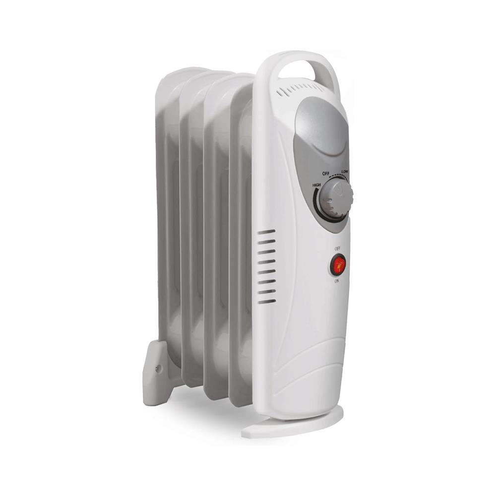 Daewoo 5 Fins Oil Filled Radiators 650W Mini Adjustable Thermostat & Carry Handle - White Main image