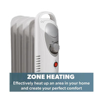 Daewoo 5 Fins Oil Filled Radiators 650W Mini Adjustable Thermostat & Carry Handle - White