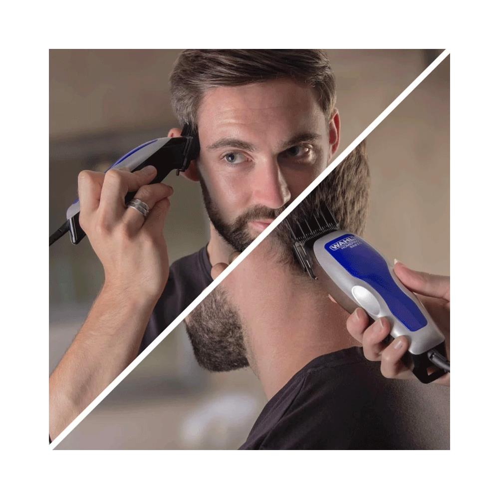 Wahl HomePro Basic Corded Hair Clipper With 4 Attachment Combs Kit - Blue/Silver
