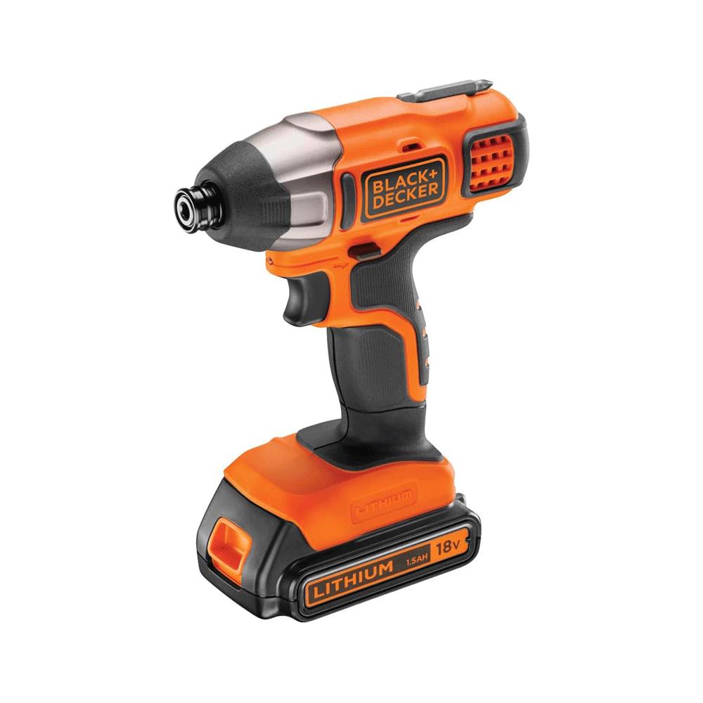 Black & Decker 18V Hammer Drill And Impact Driver With 2 x 1.5Ah Batteries 400mA Charger & Small Soft Bag Kit - Orange/Black