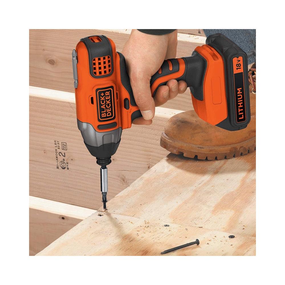 Black & Decker 18V Hammer Drill And Impact Driver With 2 x 1.5Ah Batteries 400mA Charger & Small Soft Bag Kit - Orange/Black