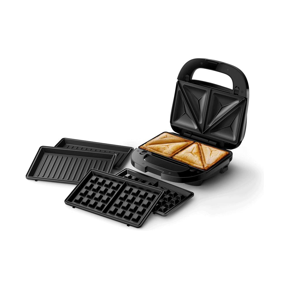 Philips 5000 Series Sandwich Maker 3 Plate Sets Paninis Sandwiches & Waffles 750W - Black & Silver Main image
