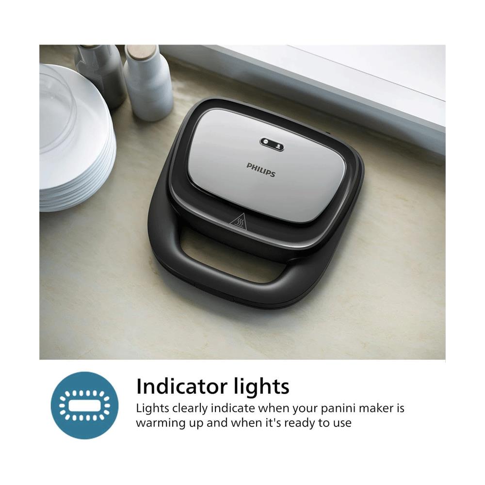 Philips 5000 Series Sandwich Maker 3 Plate Sets Paninis Sandwiches & Waffles 750W - Black & Silver