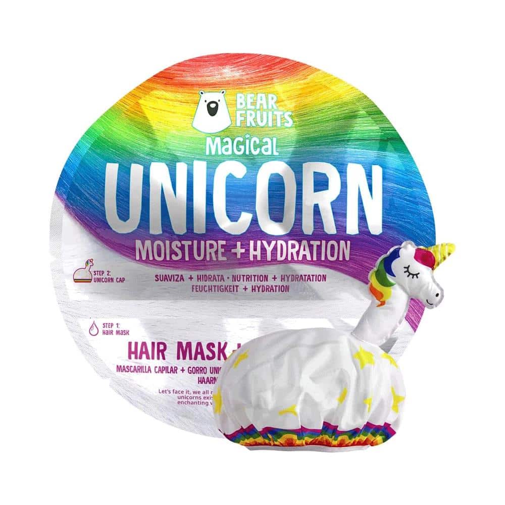 Bear Fruits Magical Unicorn Moisture & Hydration Hair Mask & Reusable Shower Cap Stocking Filler 20ml