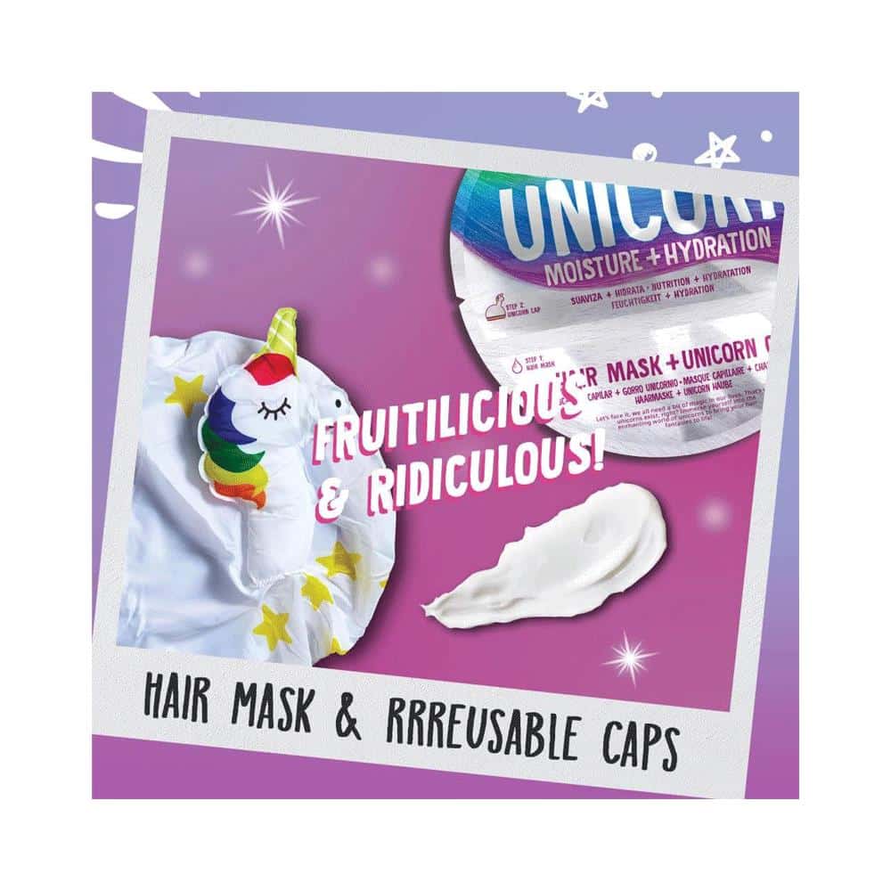 Bear Fruits Magical Unicorn Moisture & Hydration Hair Mask & Reusable Shower Cap Stocking Filler 20ml