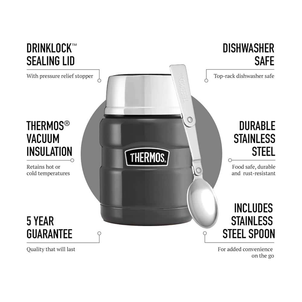 Thermos Stainless King Hot And Cold Travel Food Flask 470ml - Gun Metal Secondary image