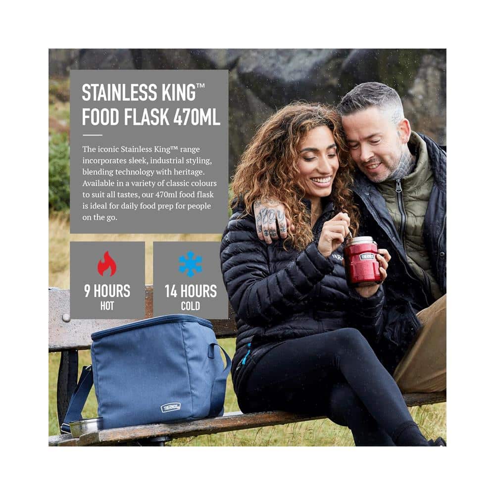 Thermos Stainless King Hot And Cold Travel Food Flask 470ml - Gun Metal