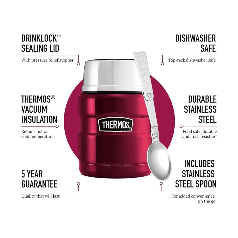 Thermos Stainless King Hot And Cold Travel Food Flask 470ml - Pink Secondary image