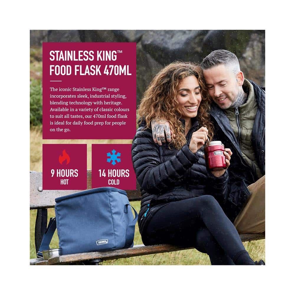 Thermos Stainless King Hot And Cold Travel Food Flask 470ml - Pink