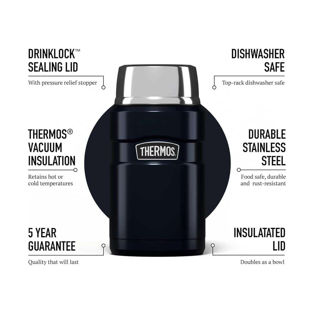 Thermos Stainless King Hot And Cold Travel Food Flask 710ml - Blue Secondary image