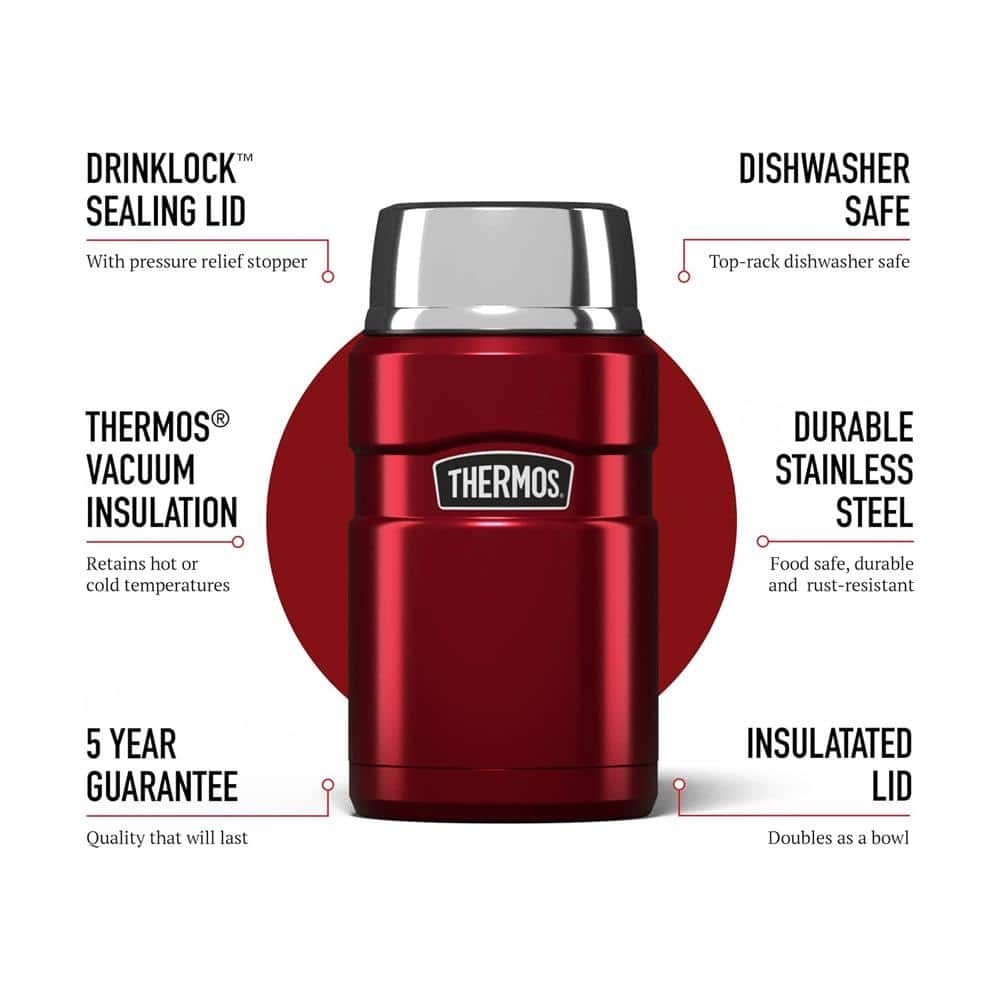 Thermos Stainless King Hot And Cold Travel Food Flask 710ml - Red Secondary image