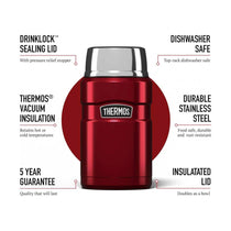 Thermos Stainless King Hot And Cold Travel Food Flask 710ml - Red