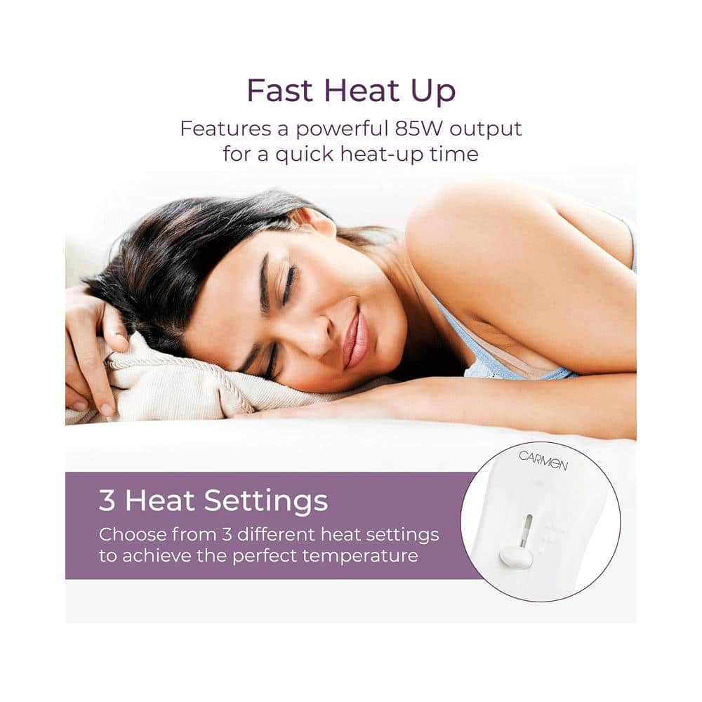 Carmen Fitted Electric Under Blanket Single With Overheat Protection 85W - White