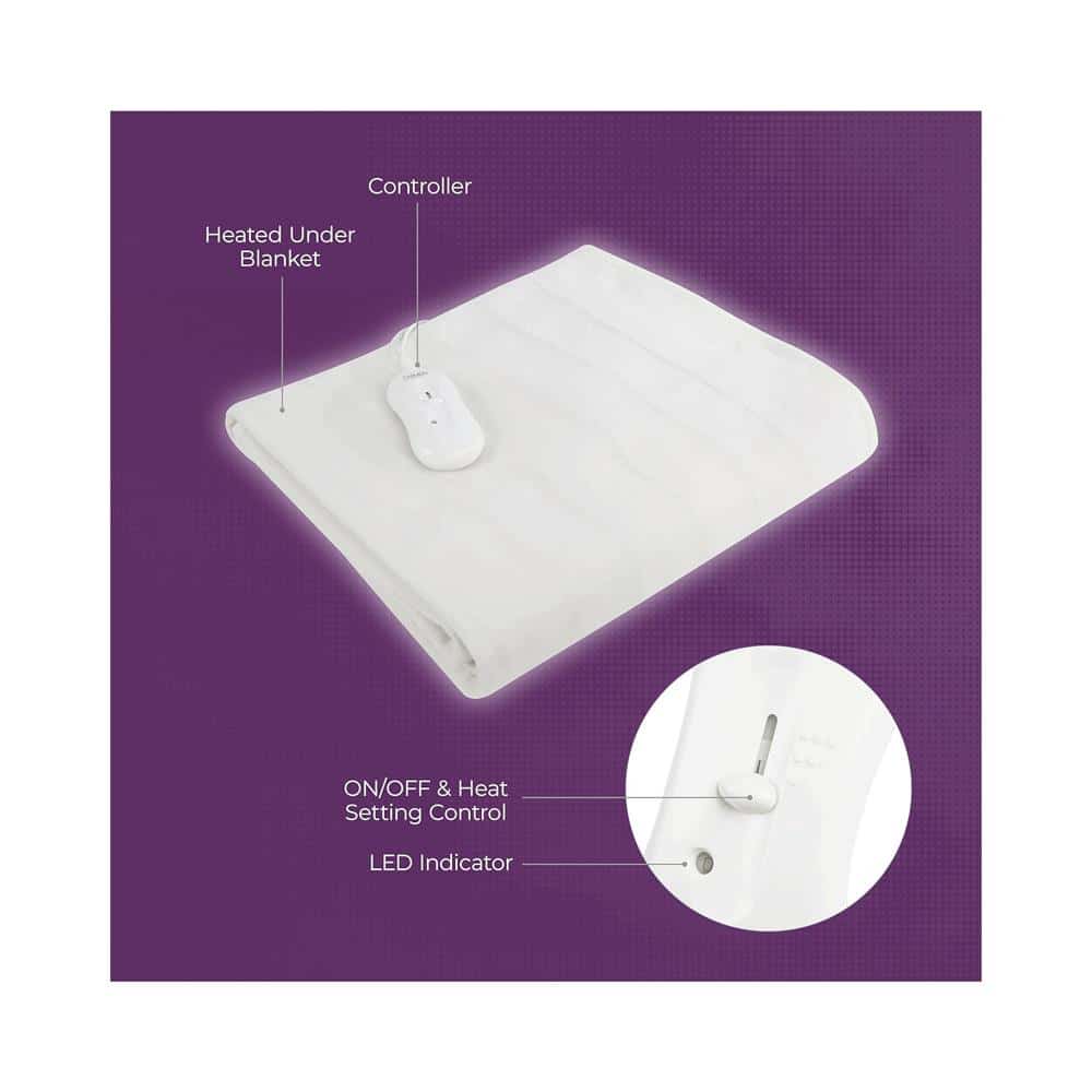 Carmen Fitted Electric Under Blanket Single With Overheat Protection 85W - White