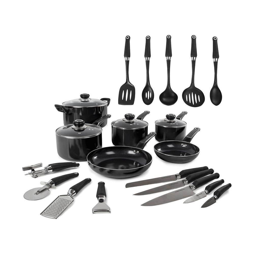 Morphy Richards Equip Cookware Set 20 Piece (4 Pots + 2 Saucepans + 14 Utensils) - Black Main image