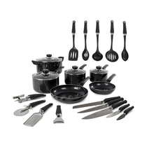 Morphy Richards Equip Cookware Set 20 Piece (4 Pots + 2 Saucepans + 14 Utensils) - Black