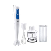Braun MultiQuick 3 Hand Blender Omlette With Attachment 700 W 350ml Chopper And 600ml Beaker - White/Blue