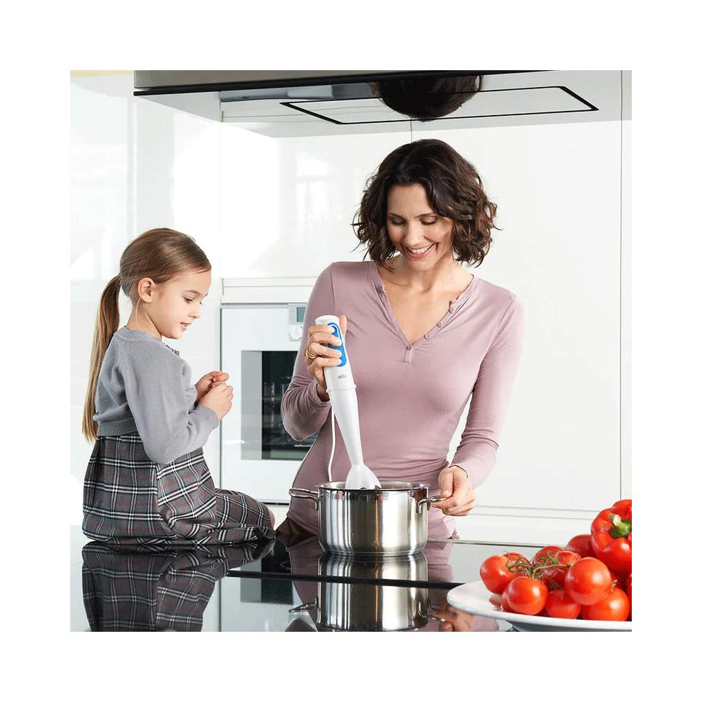 Braun MultiQuick 3 Hand Blender Omlette With Attachment 700 W 350ml Chopper And 600ml Beaker - White/Blue